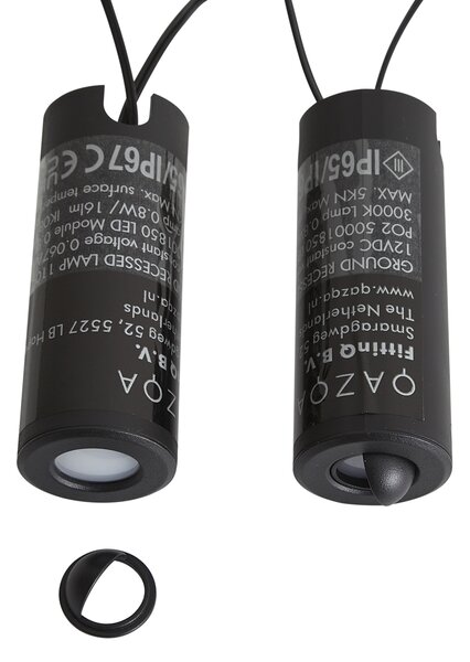 12V sustav crni 10m s 5 ugradbenih reflektora uklj. LED IP44 - Voltaire Linsey