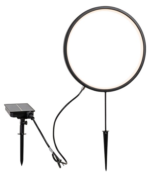 Set od 2 crna vanjska svjetla na štap 60cm uključujući punjivu LED i solarnu IP65 - Adalind
