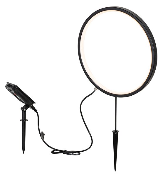 Set od 2 crna vanjska svjetla na štap 60cm uključujući punjivu LED i solarnu IP65 - Adalind