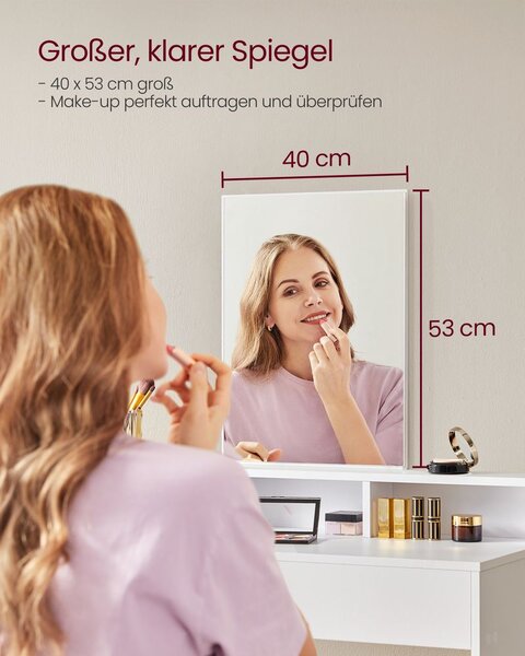 Toaletni stol s velikim ogledalom moderna bijela