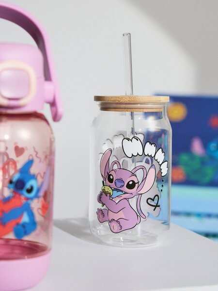 Sinsay - Staklena šalica s poklopcem i slamkom Lilo & Stitch