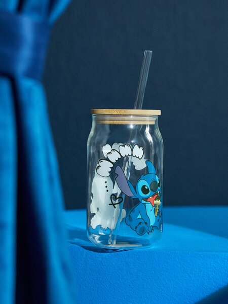 Sinsay - Staklena šalica s poklopcem i slamkom Stitch