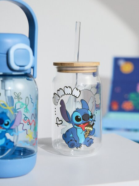 Sinsay - Staklena šalica s poklopcem i slamkom Stitch