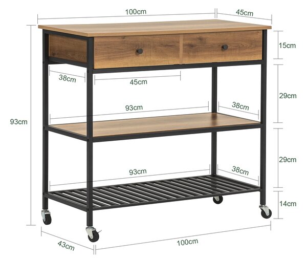 Kuhinjska kolica 100x45x93cm