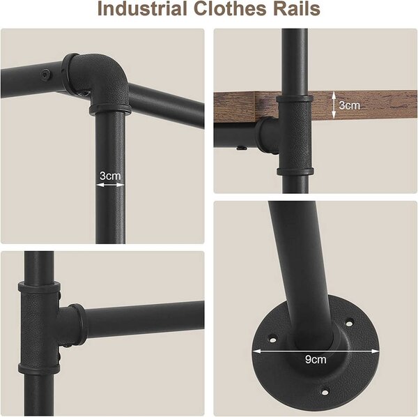 Šipka za odjeću u industrijskom stilu 187,5x35x184