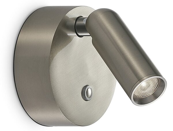 IDEAL LUX Ideal Lux Bean LED punjivi zidni reflektor, nikl, širina 8 cm, prigušiva, Metalik, Dnevni boravak/blagovaonica, Metal