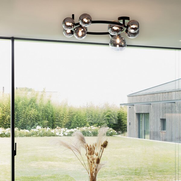 IDEAL LUX Stropna svjetiljka Ideal Lux Perlage, crna/dim, duljina 70 cm, 10 sijalica, Crno, Dnevni boravak/blagovaonica, Metal