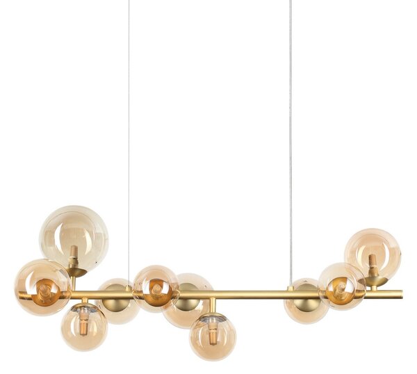 IDEAL LUX Ideal Lux Perlage viseća lampa, duljina 81 cm, mesing/jantar, 10 sijalica, Zlato / mjed, Dnevni boravak/blagovaonica, Metal