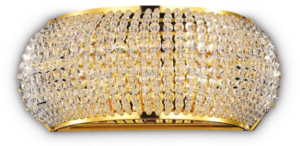 IDEAL LUX Ideal Lux Pasha zidna svjetiljka, širina 25 cm, zlatna/prozirna, Zlato / mjed, Dnevni boravak/blagovaonica, Staklo
