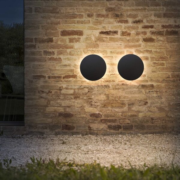 IDEAL LUX Ideal Lux Punto crna vanjska zidna LED svjetiljka, Ø 30 cm, Crno, Metal