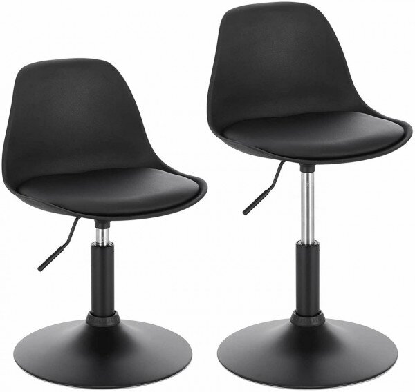 Set od 2 barske stolice s naslonom PU materijal - Crna