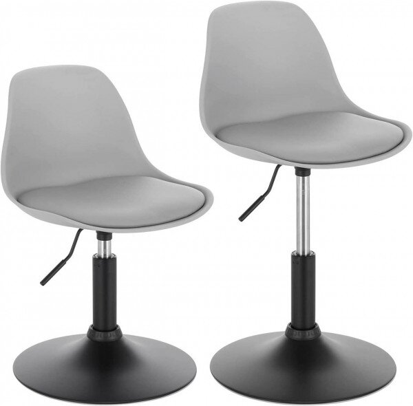 Set od 2 barske stolice s naslonom PU materijal - Siva