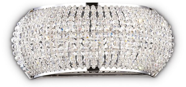 IDEAL LUX Ideal Lux Pasha zidna svjetiljka, širina 25 cm, krom/prozirno, Krom, Dnevni boravak/blagovaonica, Staklo