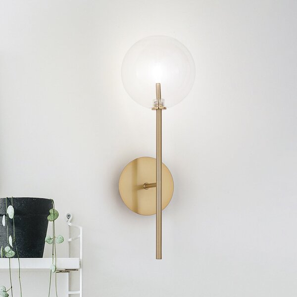 IDEAL LUX Zidna lampa Ideal Lux Equinoxe, mesing/jantar, visina 45 cm, Zlato / mjed, Dnevni boravak/blagovaonica, Metal