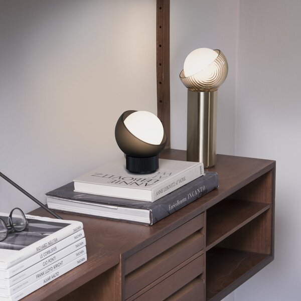 IDEAL LUX Stolna lampa Ideal Lux Bloom, crna/tamnosiva, visina 13 cm, Crno, Dnevni boravak/blagovaonica, Metal