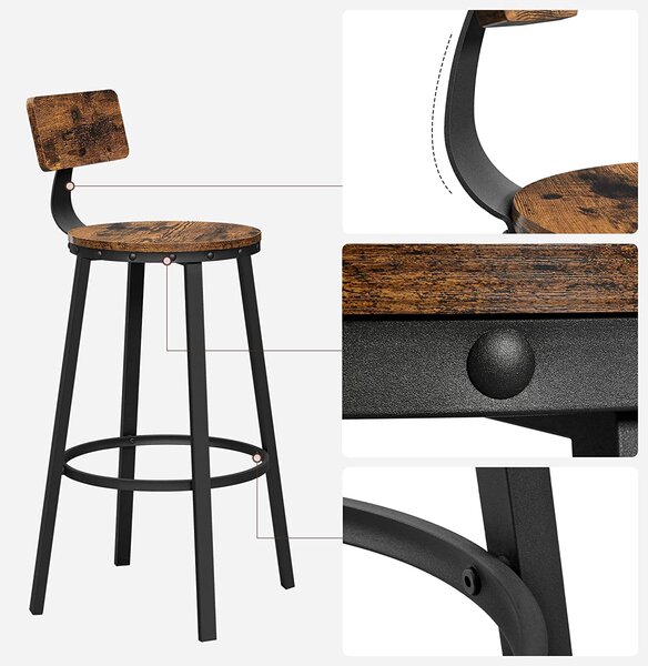 Set od 2 barske stolice Greige Black - Sivo-crna