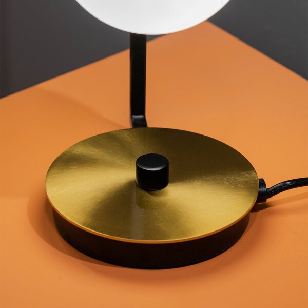 IDEAL LUX Stolna lampa Ideal Lux Birds, crna i mesingana, visina 26 cm, metal, Crno, Dnevni boravak/blagovaonica, Metal