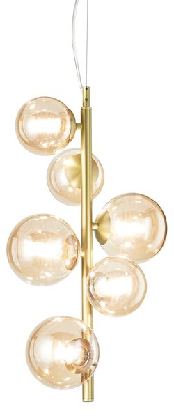 IDEAL LUX Ideal Lux Perlage viseća svjetiljka, mesing/jantar, visina 52 cm, 6 sijalica, Zlato / mjed, Dnevni boravak/blagovaonica, Metal
