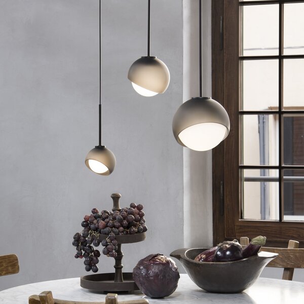 IDEAL LUX Lampa za viseće svjetlo Ideal Lux Bloom, Ø 12 cm, crna, metal/staklo, Crno, Dnevni boravak/blagovaonica, Metal
