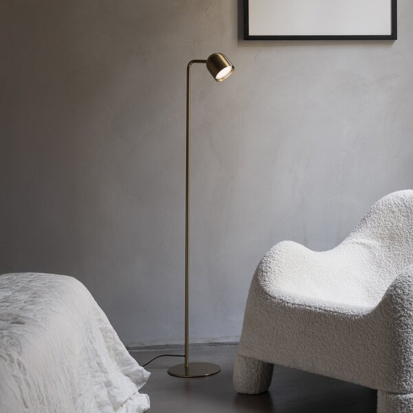 IDEAL LUX Ideal Lux Dodo mesingana podna lampa, visina 118 cm, metal, s prigušivačem, prigušiva, Zlato / mjed, Dnevni boravak/blagovaonica, Metal