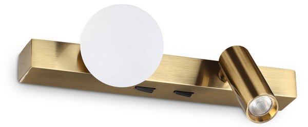 IDEAL LUX Ideal Lux Binomio LED zidna svjetiljka od mesinga, širina 22 cm, 2 svjetla, Zlato / mjed, Dnevni boravak/blagovaonica, Metal, Zidni reflektor