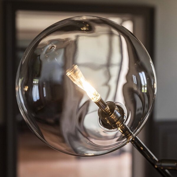 IDEAL LUX Ideal Lux Equinoxe podna lampa, krom/prozirno, visina 166 cm, Krom, Dnevni boravak/blagovaonica, Metal