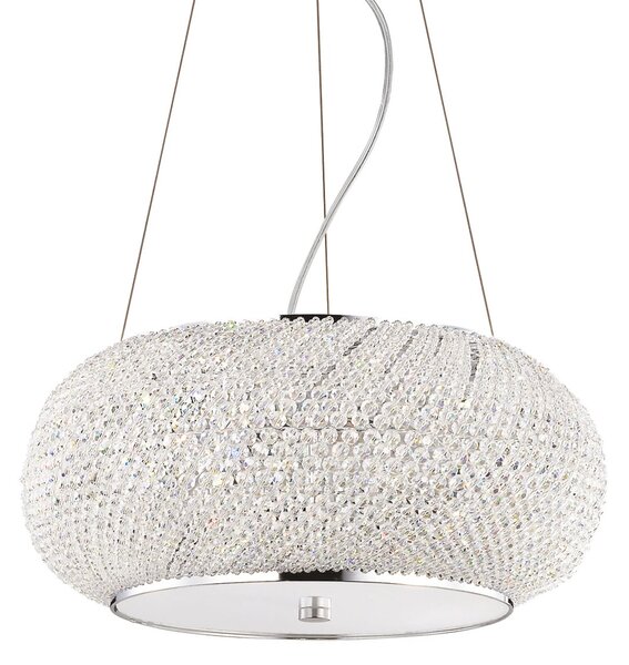 IDEAL LUX Ideal Lux Pasha viseća svjetiljka, kromirana/prozirna, Ø 40 cm, staklo, prigušiva, Krom, Dnevni boravak/blagovaonica, Staklo