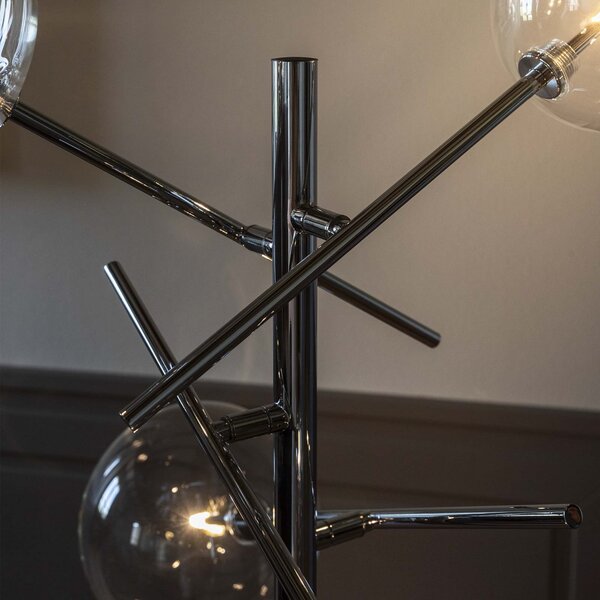 IDEAL LUX Ideal Lux Equinoxe podna lampa, krom/prozirno, visina 166 cm, Krom, Dnevni boravak/blagovaonica, Metal
