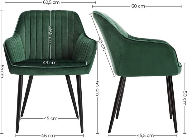Set od 2 blagovaonske stolice baršun - Zelena