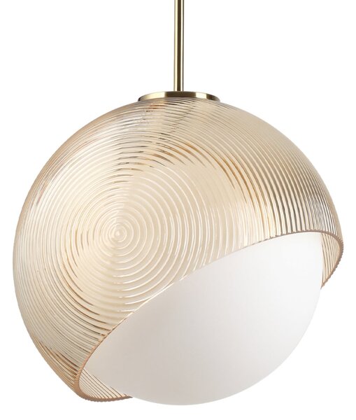 IDEAL LUX Lampa za viseće svjetiljke Ideal Lux Bloom, Ø 30 cm, mesing, metal/staklo, prigušiva, Zlato / mjed, Dnevni boravak/blagovaonica, Metal