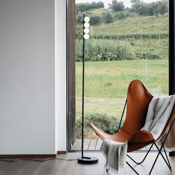 IDEAL LUX Ideal Lux Binomio LED podna lampa, crna, 155 cm, metal, 4 svjetla, Crno, Dnevni boravak/blagovaonica, Metal