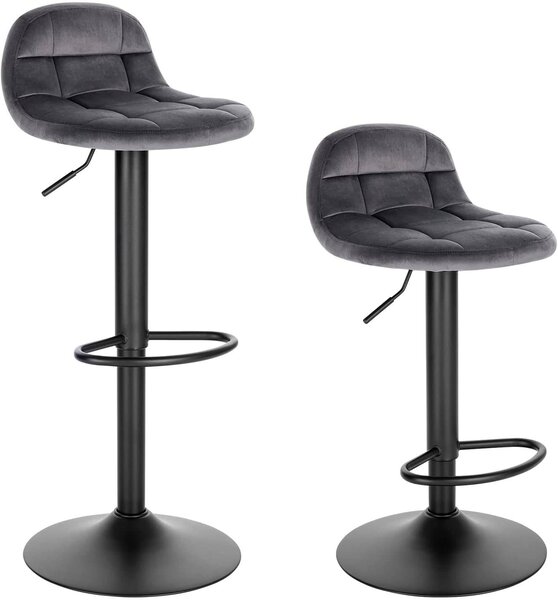 Set od 2 barske stolice baršunastog metala - Siva