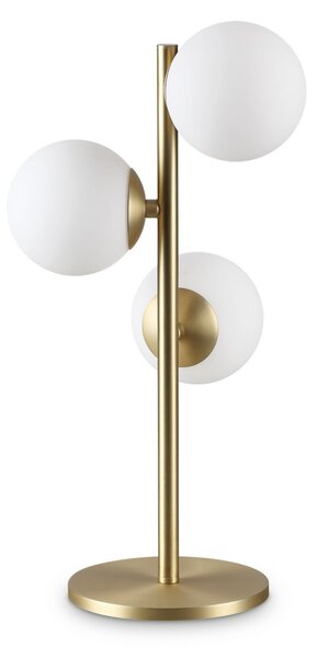 IDEAL LUX Stolna lampa Ideal Lux Perlage, mesing/bijela, visina 43 cm, za 3 žarulje, Zlato / mjed, Dnevni boravak/blagovaonica, Metal