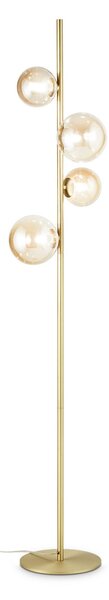 IDEAL LUX Ideal Lux Perlage podna lampa, mesing/jantar, visina 164 cm, 4 svjetla, Zlato / mjed, Dnevni boravak/blagovaonica, Metal