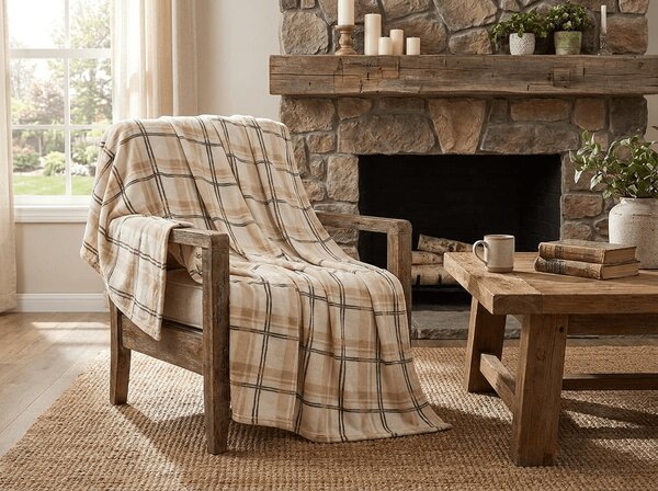 Mikropliš deka PLAID, krem boja Dimenzije: 150 x 200 cm