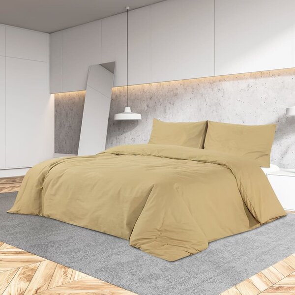 VidaXL Set posteljine za poplun Smeđe-sivi 135 x 200 cm pamučni