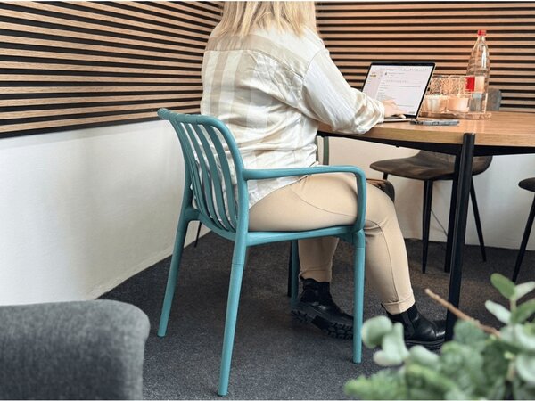 Zahradní set TREGO ISLAND - 2 židle s područkami a kulatý stůl ø 60 cm, antracitová