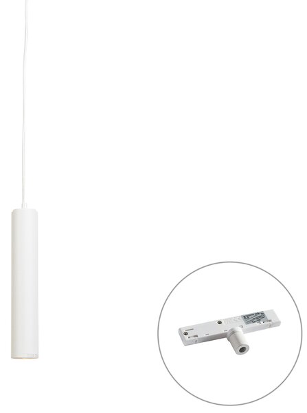 Dizajnerska viseća svjetiljka bijela uklj. adapter za šinu 1-fazni - Slimline Tuba Small