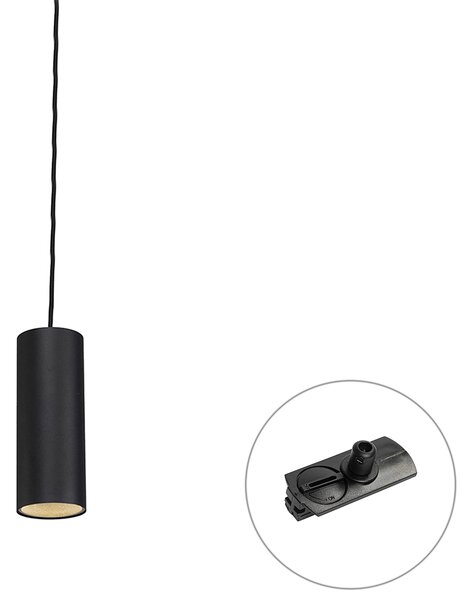 Dizajnerska viseća svjetiljka crna, uklj. adapter za šinu 1-fazna - Iconic Tubo