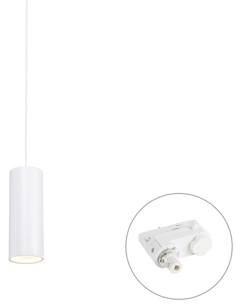 Dizajnerska viseća svjetiljka bijela uklj. adapter za tračnicu 3-fazni - 3-fazni Tubo