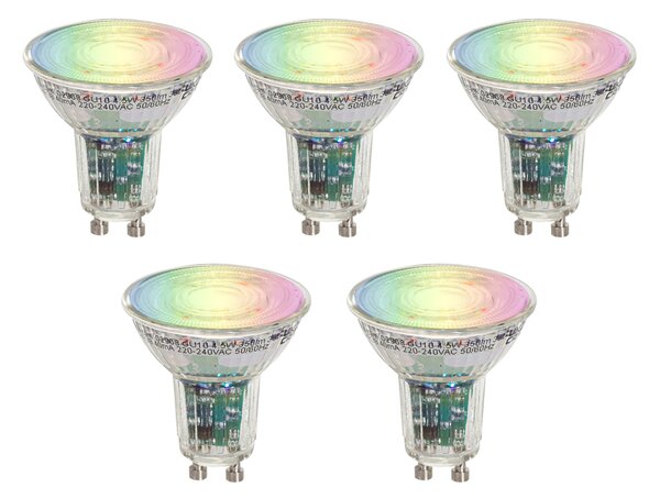 Set od 5 pametnih GU10 50 LED žarulja prozirne RGBW 4,5W 350 lm 2700-6000K
