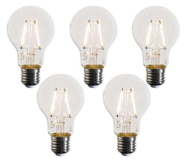 Set od 5 E27 LED žarulja A60 prozirne 3W 320 lm 2700K