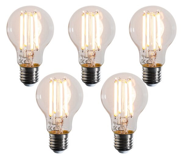 Set od 5 pametnih E27 prigušivih LED žarulja u Kelvinu A60 prozirne 7W 806 lm 1800-3000K