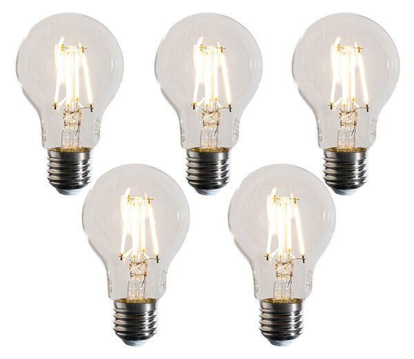 Set od 5 E27 prigušivih LED žarulja A60 prozirne 4,5W 500 lm 2700K