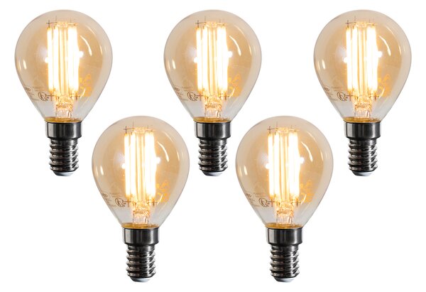 Set od 5 E14 LED žarulja G45 zlatne 2W 180 lm 2100K