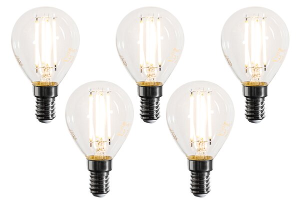 Set od 5 E14 prigušivih LED žarulja s filamentom G45 prozirne 4W 470 lm 2700K