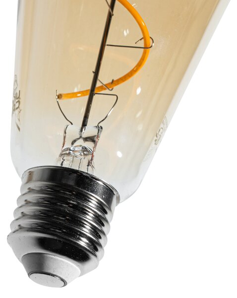 Set od 5 E27 prigušivih LED žarulja spiralnog filamenta ST64 zlatne 4W 270 lm 2100K
