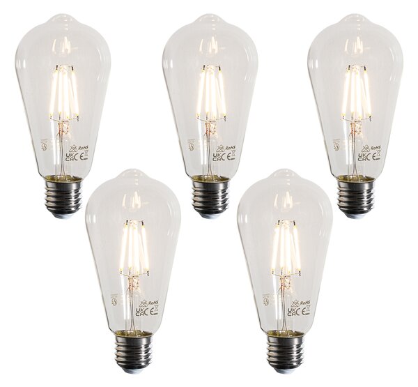 Set od 5 E27 LED žarulja sa žarnom niti ST64 prozirne 4W 470 lm 2700K
