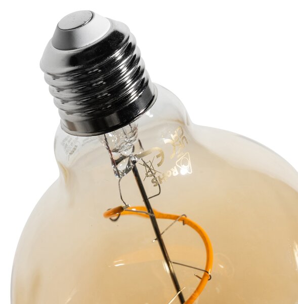 Set od 5 E27 prigušivih LED žarulja spiralne niti G95 zlatne 4W 270 lm 2100K
