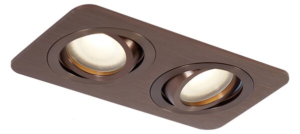 Zaobljeni ugradbeni reflektor tamna bronca GU10 50 mm rotirajući i nagibni IP44 2-svjetla - Alberto